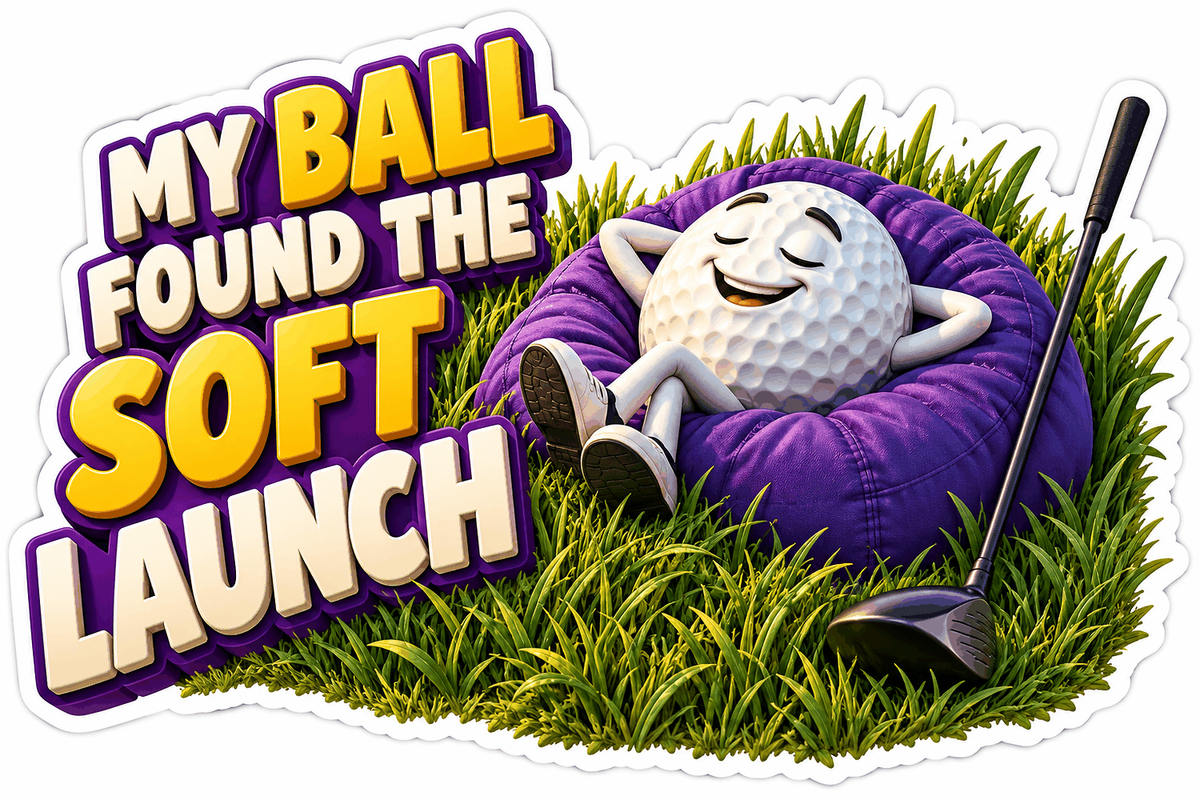 Relaxed Golf Ball Purple Beanbag Art Vinyl Decal Stickers
