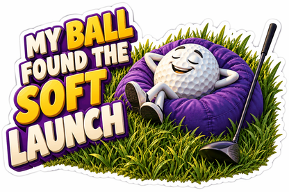 Relaxed Golf Ball Purple Beanbag Art Vinyl Decal Stickers
