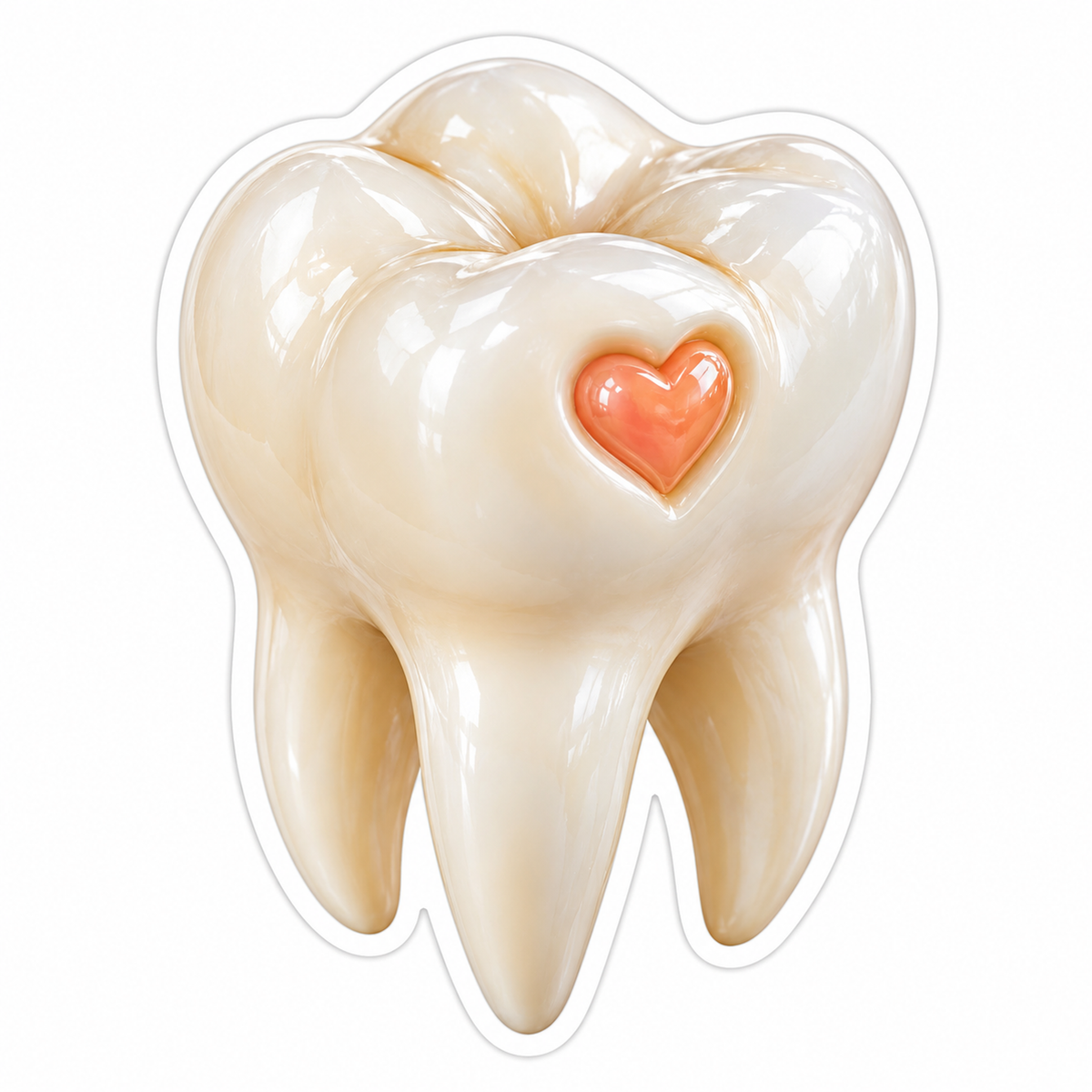 Pearl Sculpted Charm with Coral Heart Vinyl Decal Stickers