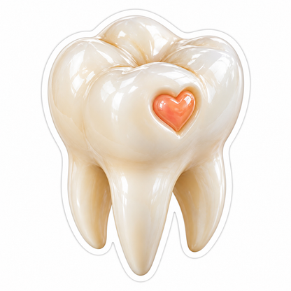 Pearl Sculpted Charm with Coral Heart Vinyl Decal Stickers