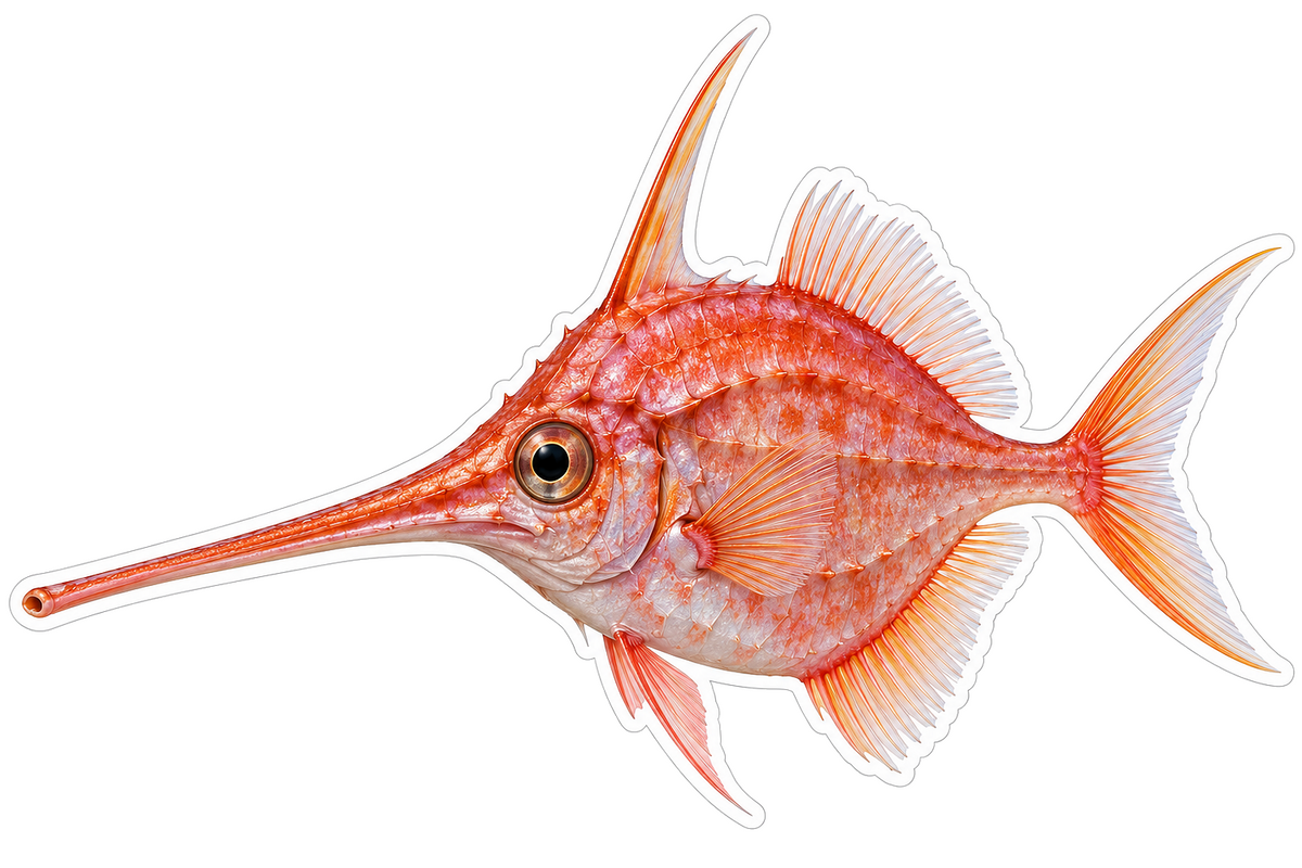 Longspine Snipefish with Long Orange Snout Vinyl Decal Stickers