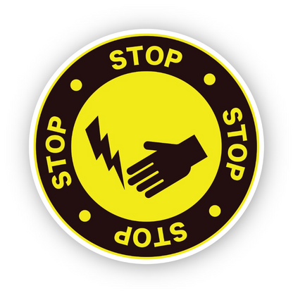 Yellow Stop Ring Hand Left Bolt Circle Vinyl Decal Stickers