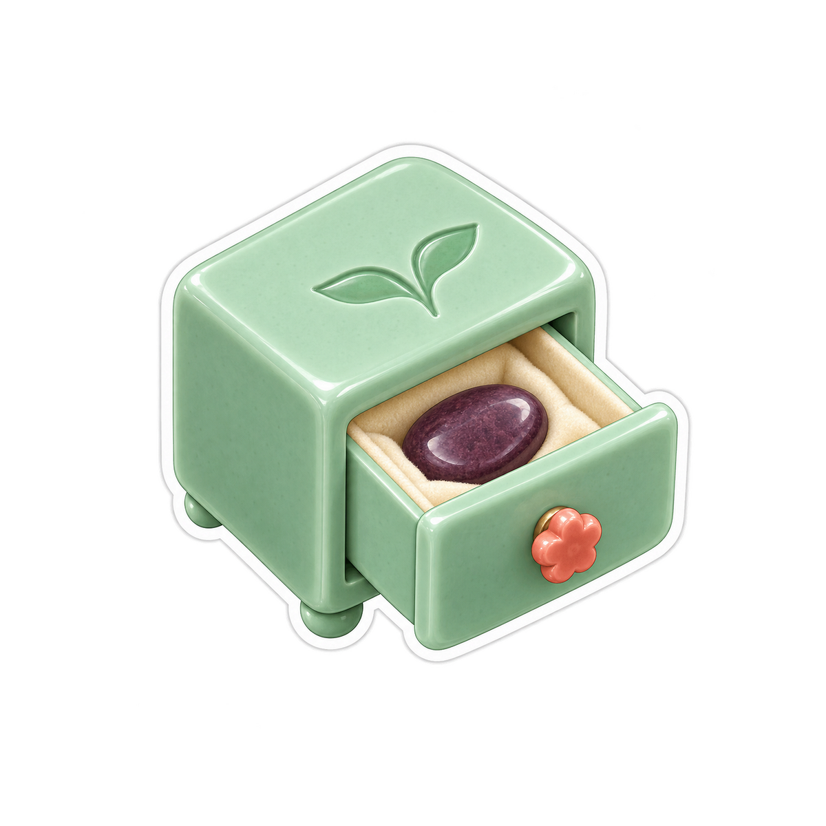 Mint Tiny Drawer with Purple Stone Art Vinyl Decal Stickers