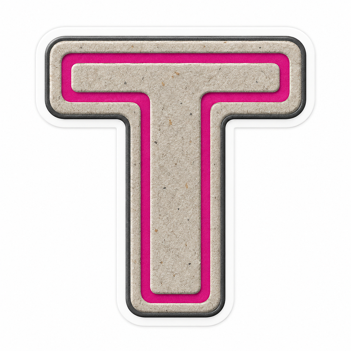 Warm Gray Magenta Stripe Letter T Vinyl Decal Stickers