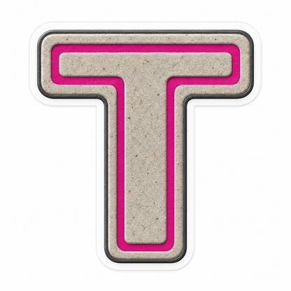 Warm Gray Magenta Stripe Letter T Vinyl Decal Stickers