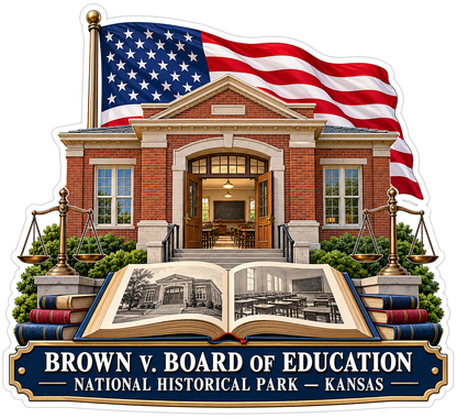 US Flag School Building with Open History Book Vinyl Decal Stickers