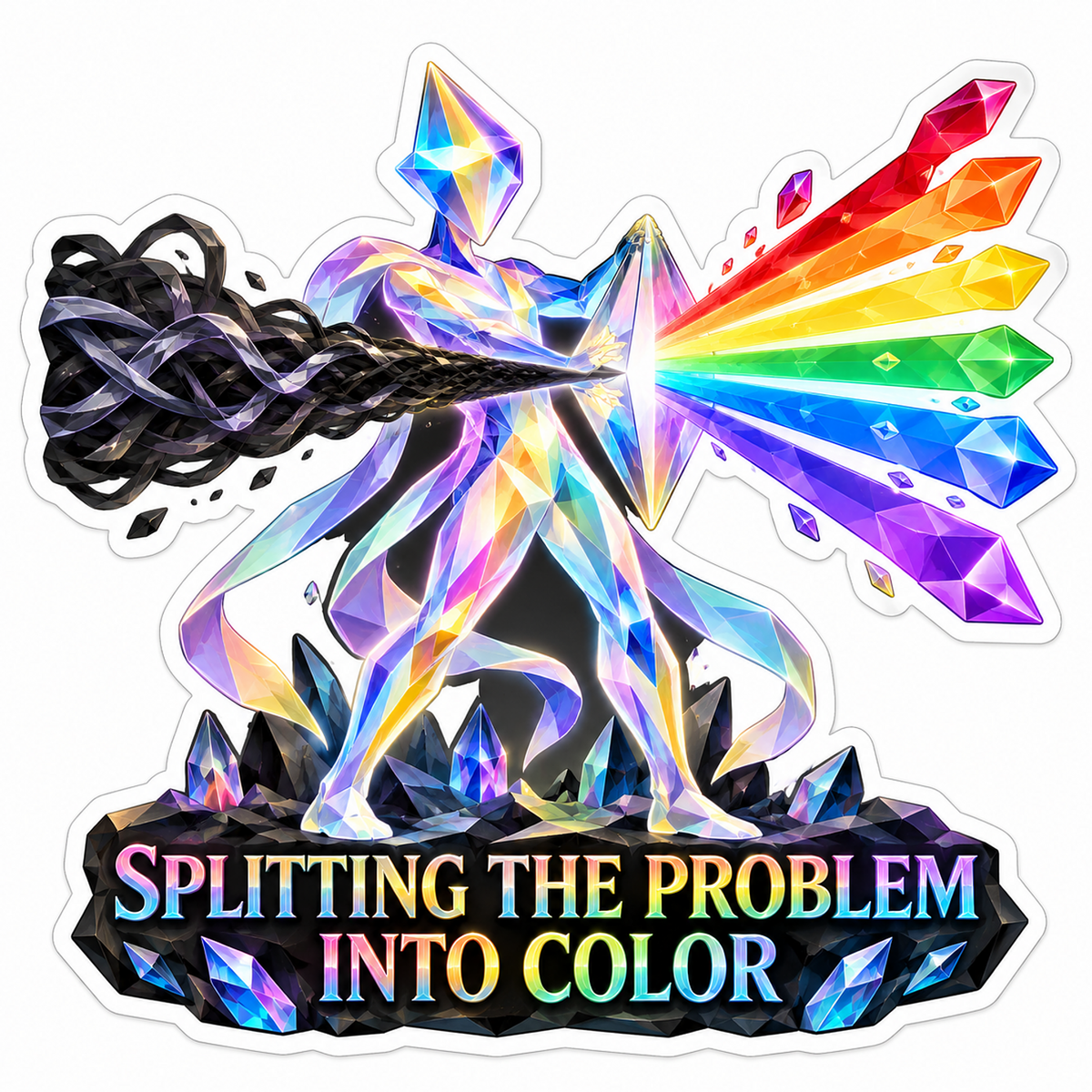Crystal Figure Turning Dark Ribbon into Rainbow Vinyl Decal Stickers