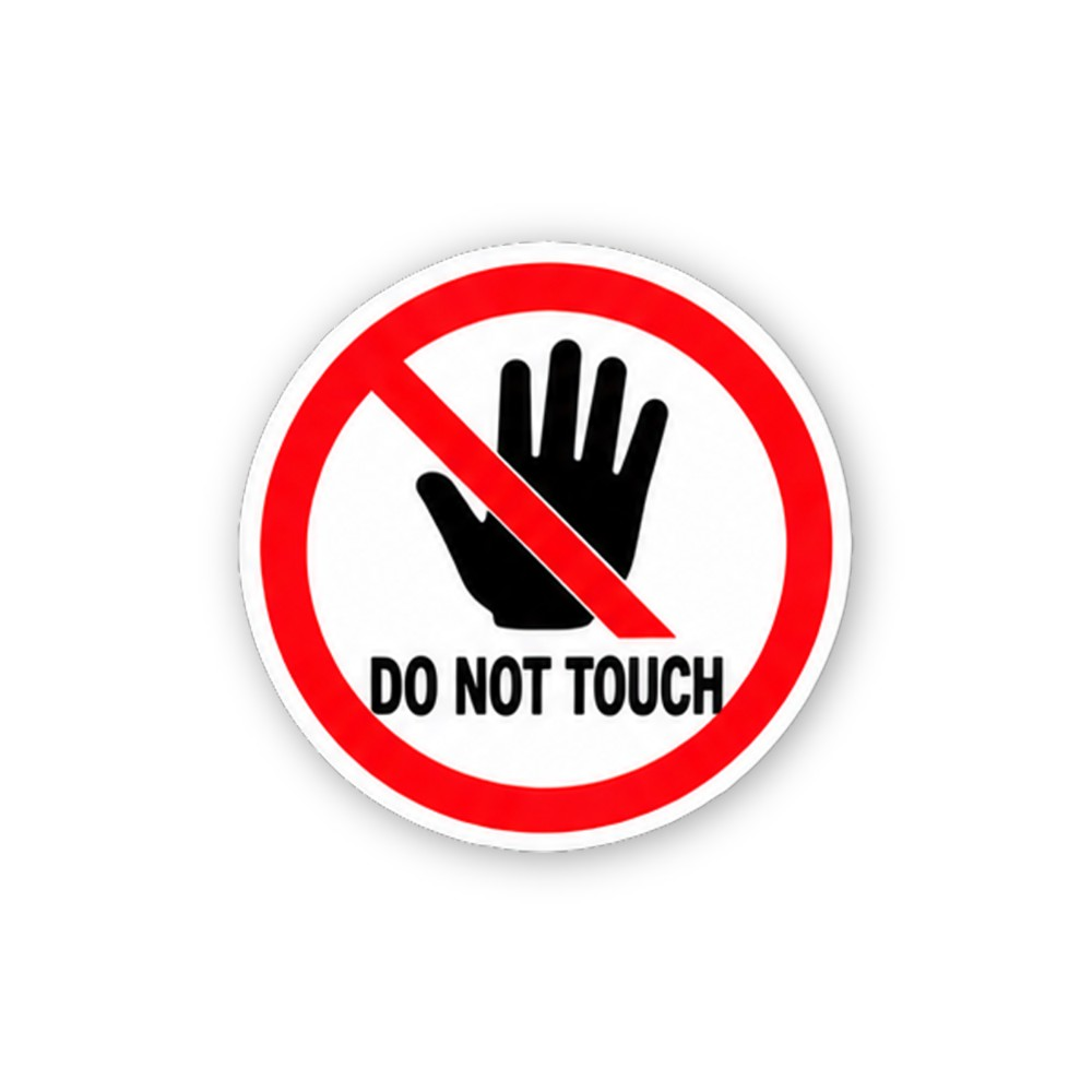 Red Do Not Touch Raised Hand Circle Vinyl Decal Stickers