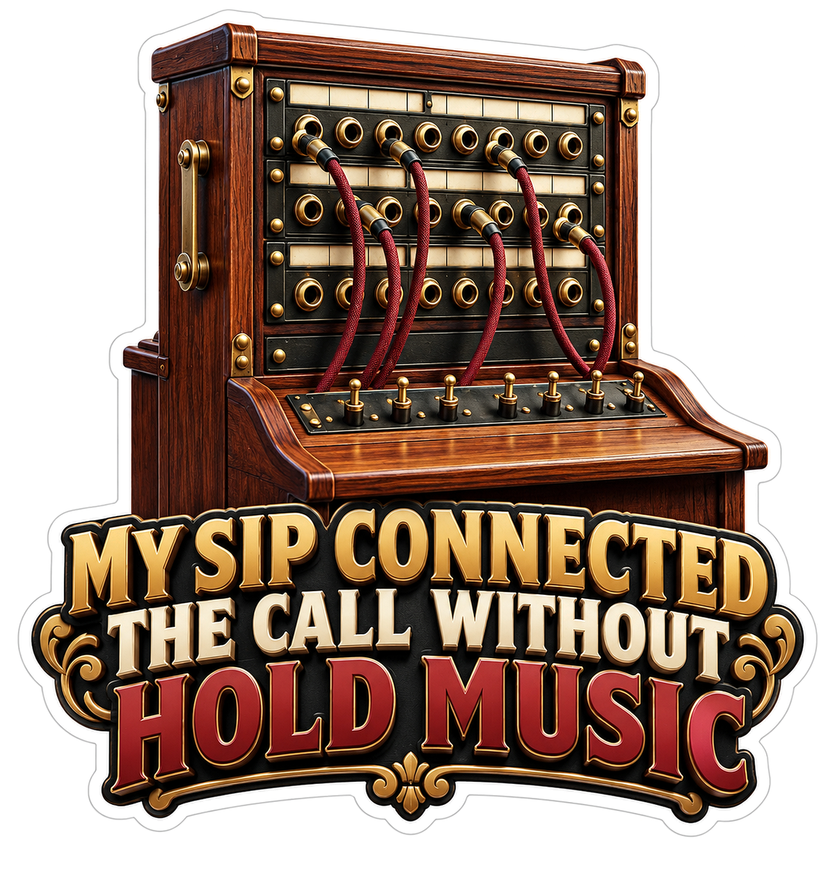 Vintage Wooden Telephone Switchboard Art Vinyl Decal Stickers