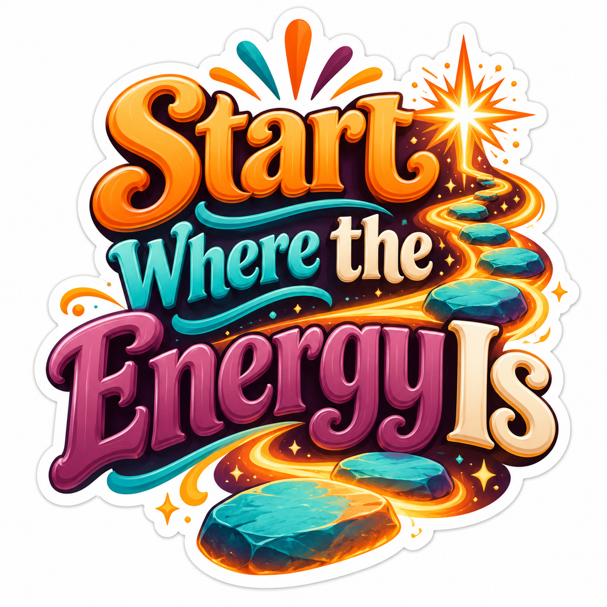 Glowing Stone Path and Energy Quote Vinyl Decal Stickers
