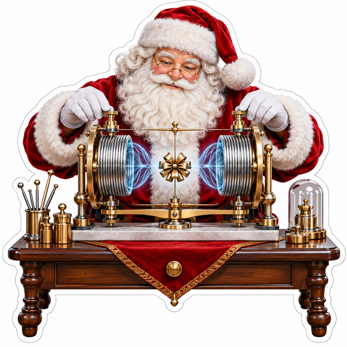 Santa with Silver Coils and a Floating Gold Star Vinyl Decal Stickers