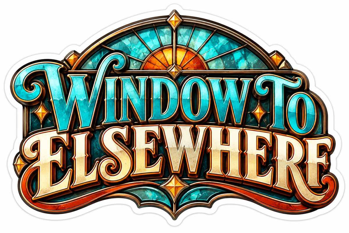 Window to Elsewhere Ornate Teal Glass Quote Art Vinyl Decal Stickers