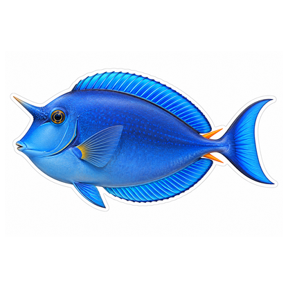 Bright Blue Fish with Forehead Horn Vinyl Decal Stickers