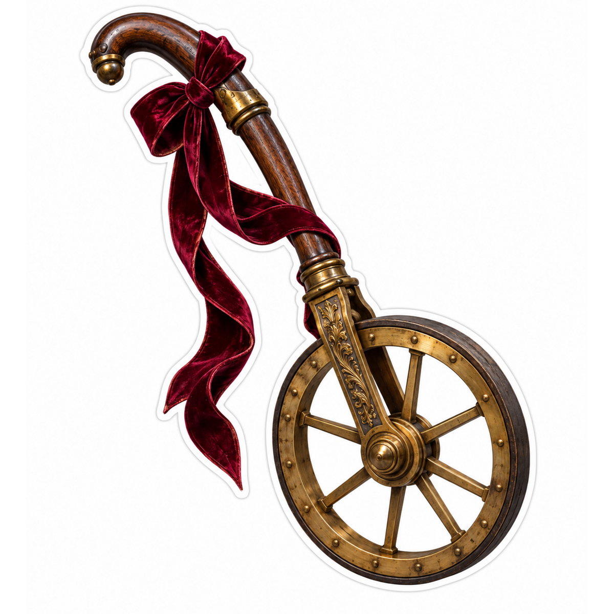 Burgundy Bow Brass Measuring Wheel Art Vinyl Decal Stickers