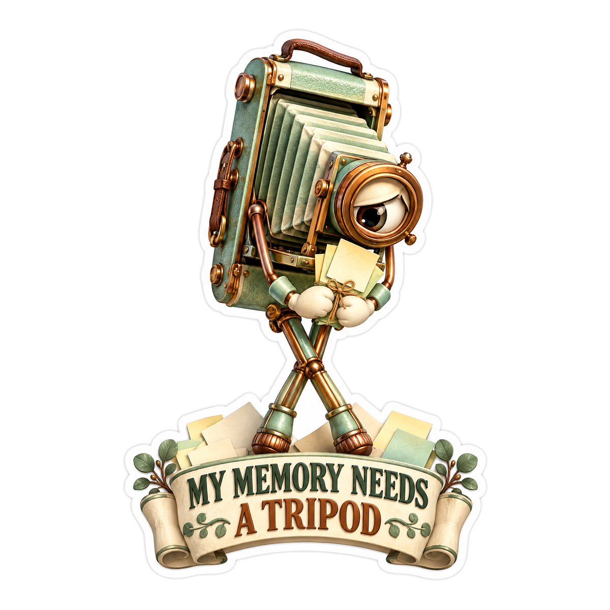 Green Camera Memory Needs Tripod Quote Art Vinyl Decal Stickers