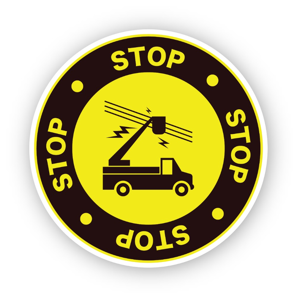 Yellow Stop Ring Bucket Truck Lines Circle Vinyl Decal Stickers