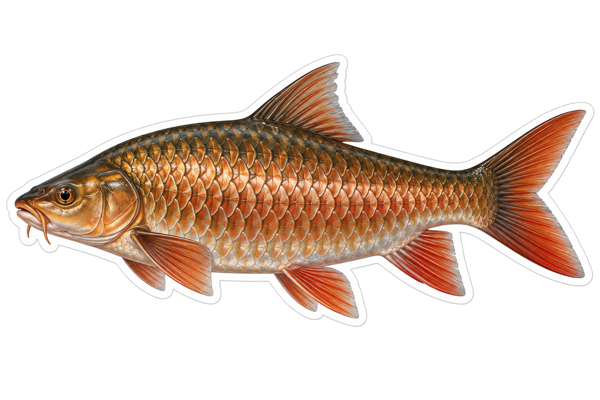 Copper Scaled Fish with Red Forked Tail Art Vinyl Decal Stickers