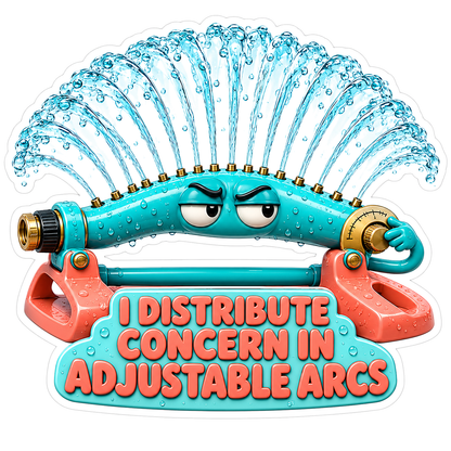 Teal Sprinkler Arcing Water over Coral Base Vinyl Decal Stickers