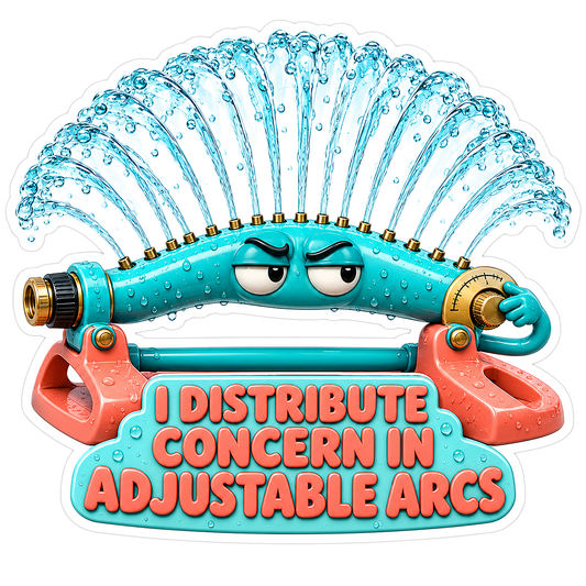 Teal Sprinkler Arcing Water over Coral Base Vinyl Decal Stickers