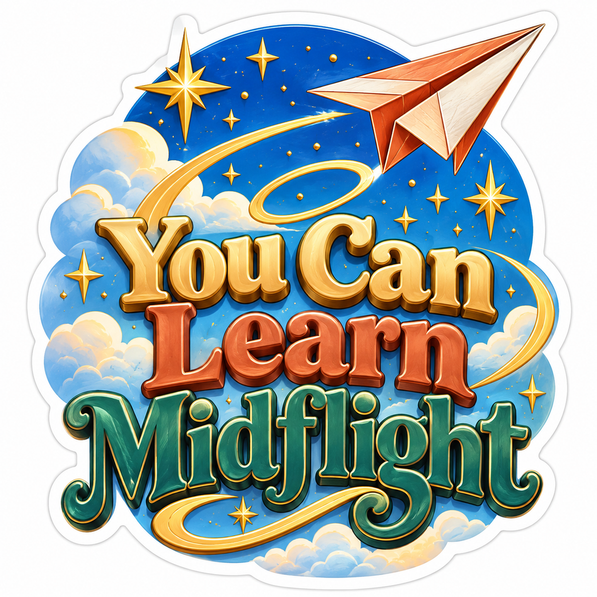 Paper Airplane Stars and Learn Quote Vinyl Decal Stickers