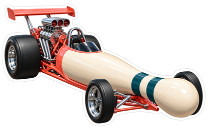 Cream Bowling Pin Red Dragster Art Vinyl Decal Stickers