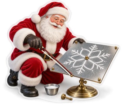 Santa Making a Snowflake Sand Pattern Vinyl Decal Stickers