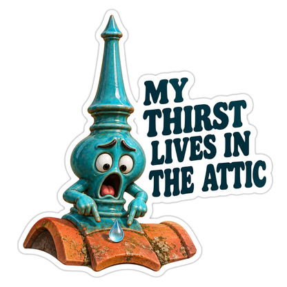 Teal Roof Finial With Attic Thirst Quote Art Vinyl Decal Stickers
