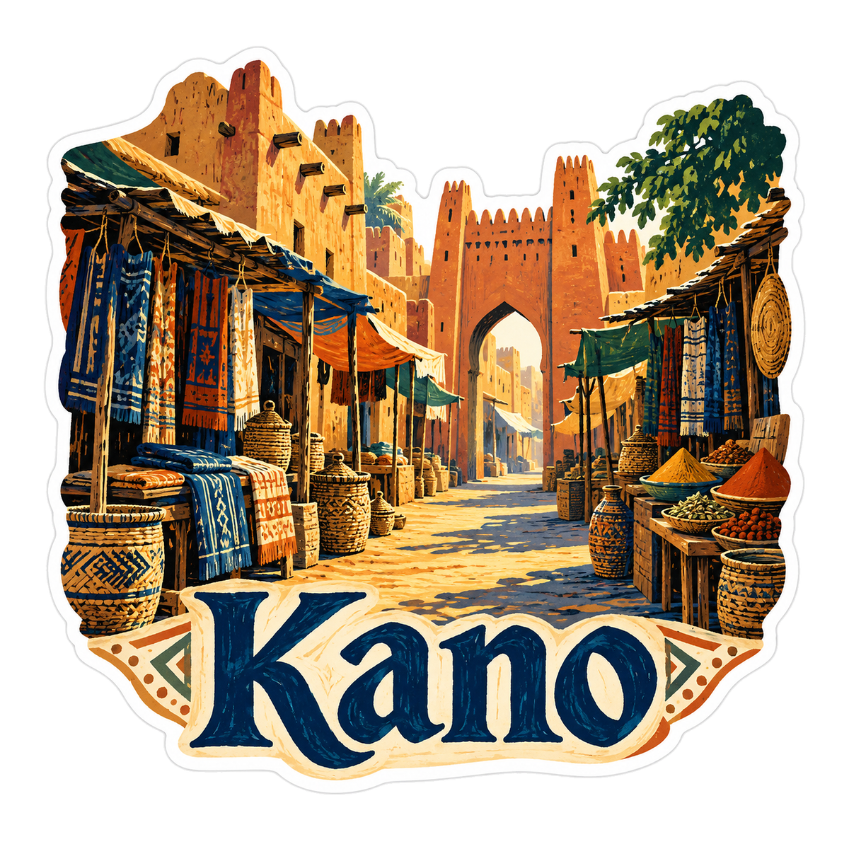 Kano Ochre Market Gate Art Vinyl Decal Stickers