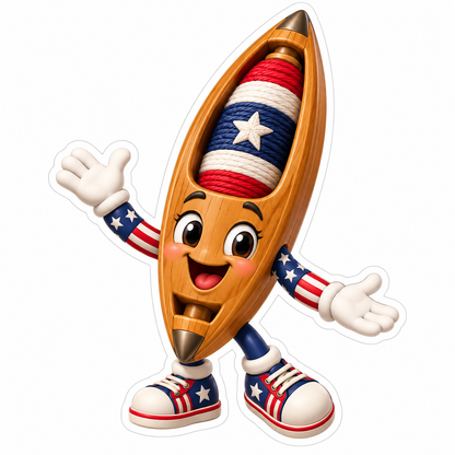 Smiling Patriotic Weaving Tool Character Vinyl Decal Stickers