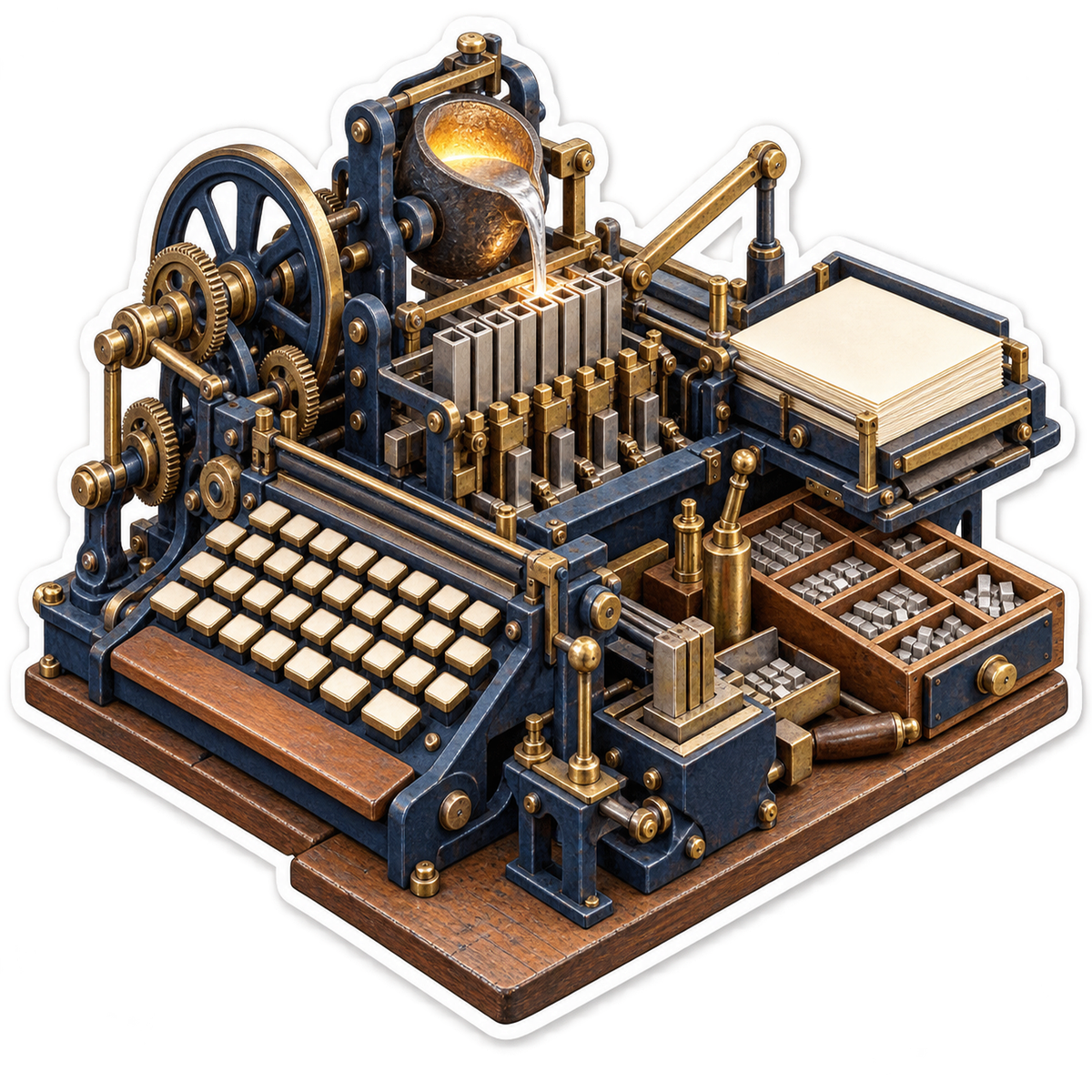 Navy Mechanical Typesetting Machine with Keys Vinyl Decal Stickers