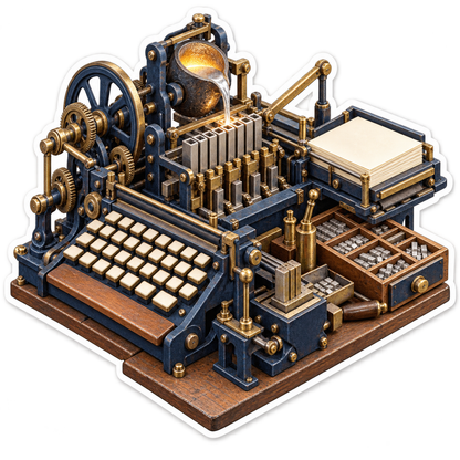 Navy Mechanical Typesetting Machine with Keys Vinyl Decal Stickers