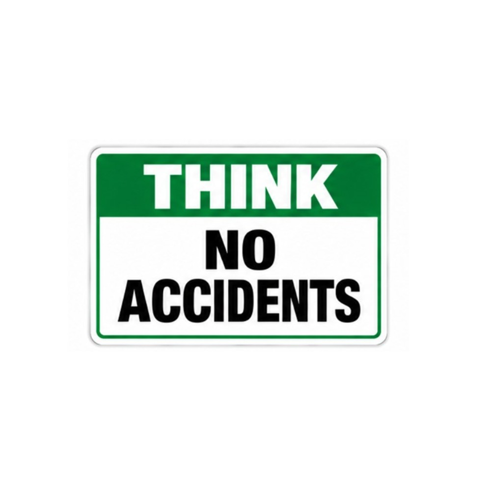 Green Think No Accidents Text Panel Vinyl Decal Stickers
