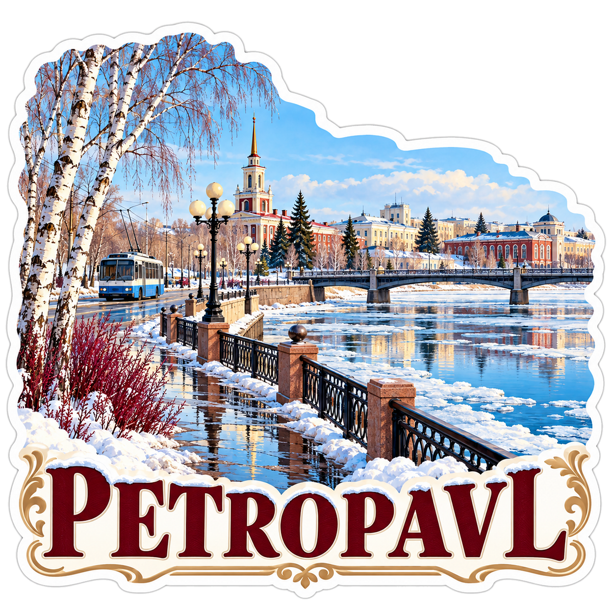 Petropavl Snowy River Embankment Art Vinyl Decal Stickers