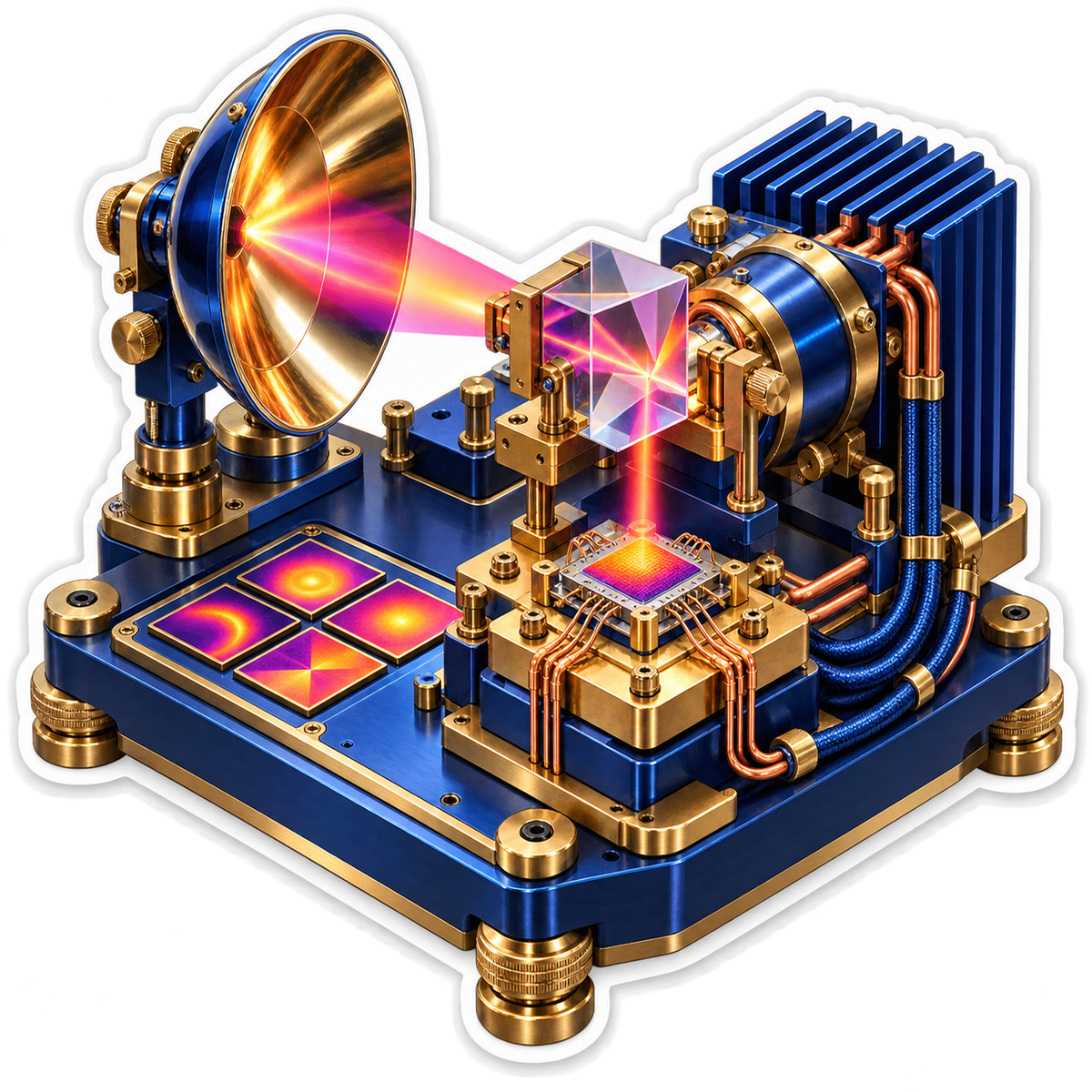 Blue Optical Prism Machine with Magenta Beam Vinyl Decal Stickers
