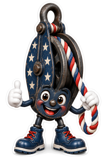 Patriotic Pulley Block and Striped Rope Vinyl Decal Stickers