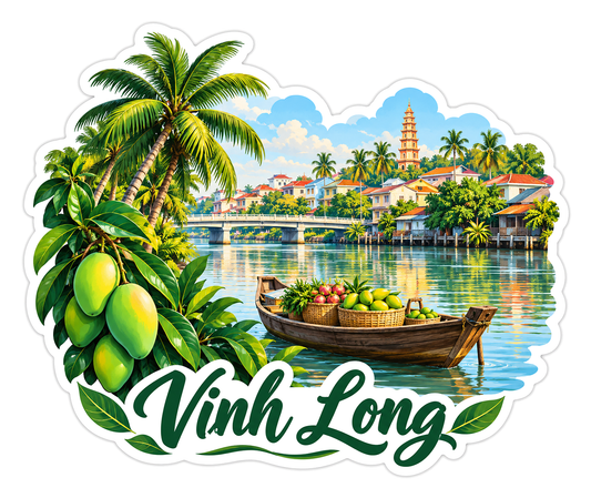 Vinh Long Fruit Boat River Travel Art Vinyl Decal Stickers