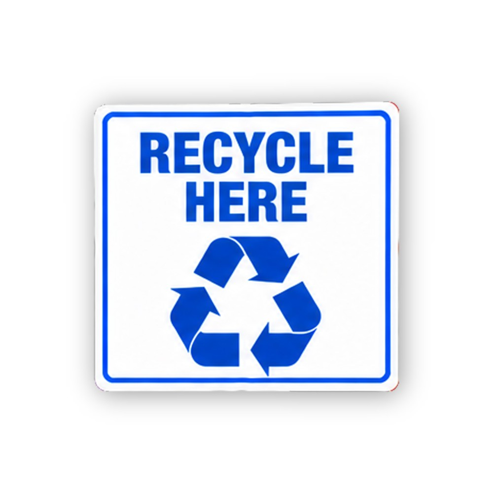 Blue Recycle Here Three Arrows Portrait Vinyl Decal Stickers
