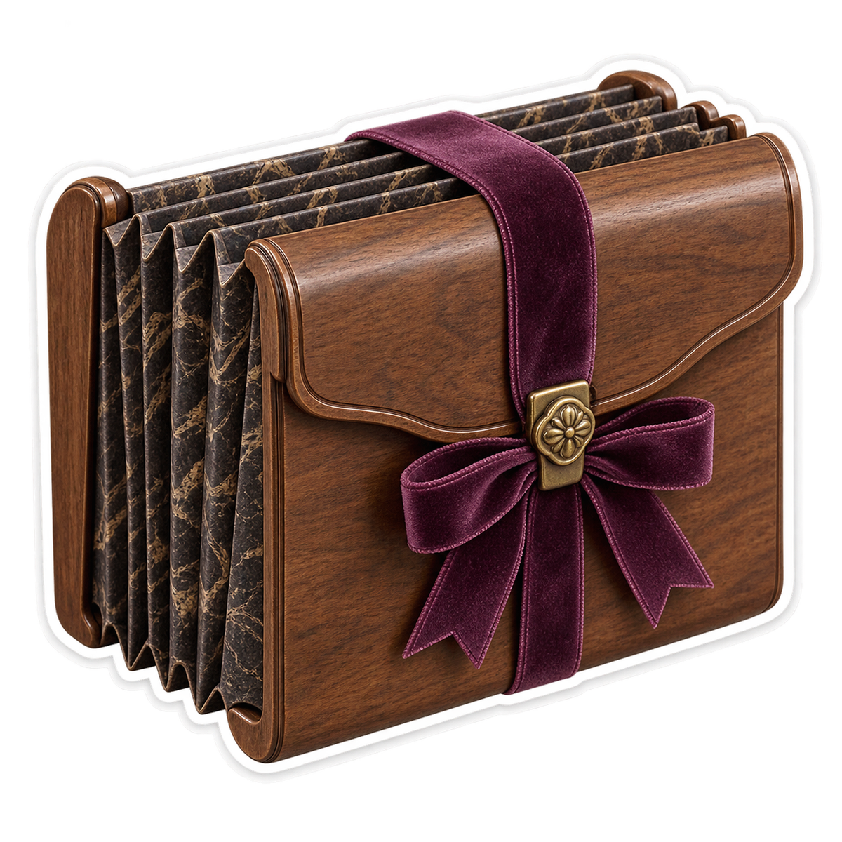 Brown Accordion File Purple Bow Art Vinyl Decal Stickers