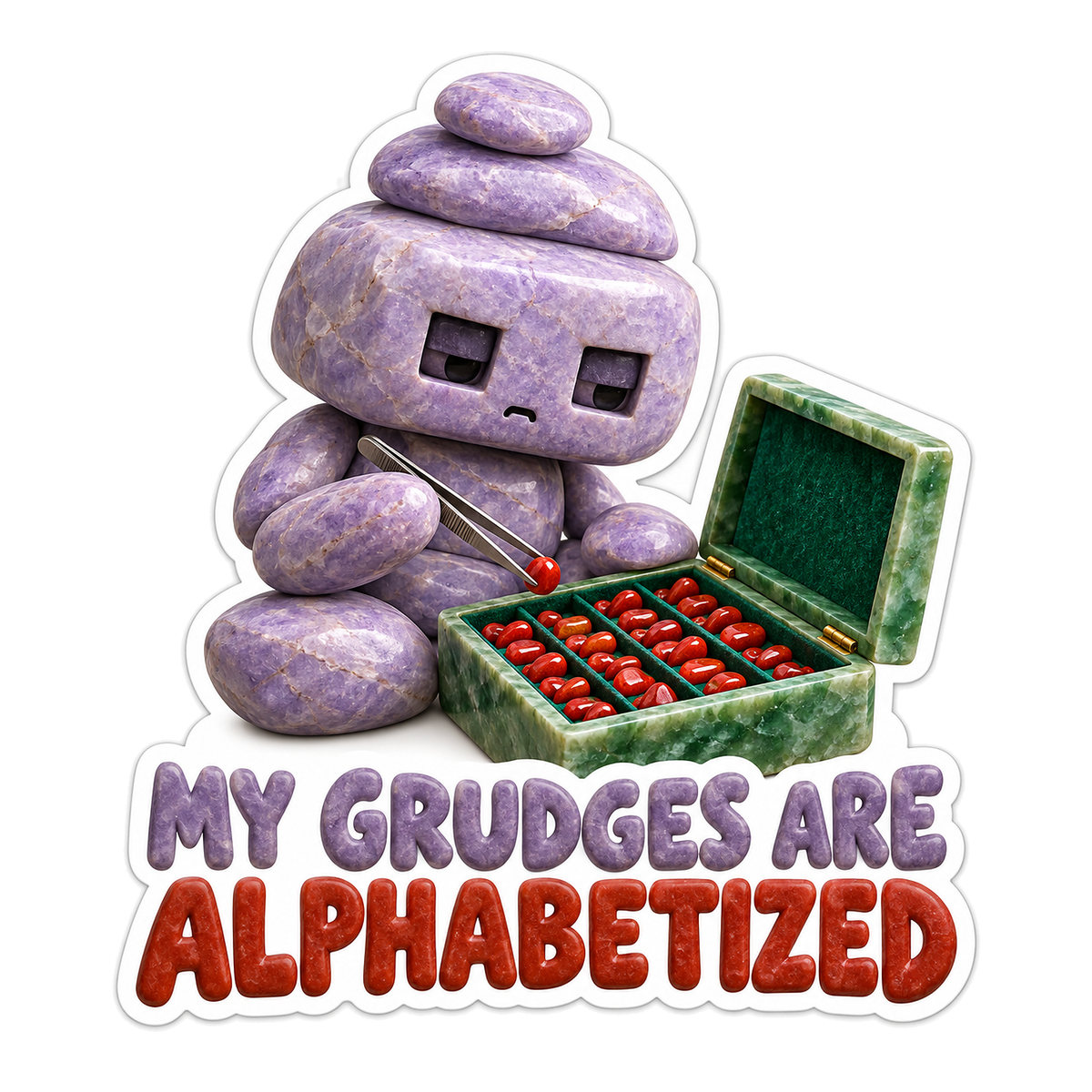 Purple Stone Character with Filing Box Art Vinyl Decal Stickers