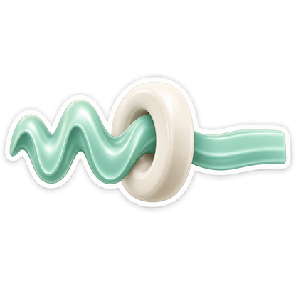 Mint Wavy Ribbon Through Ivory Ring Art Vinyl Decal Stickers