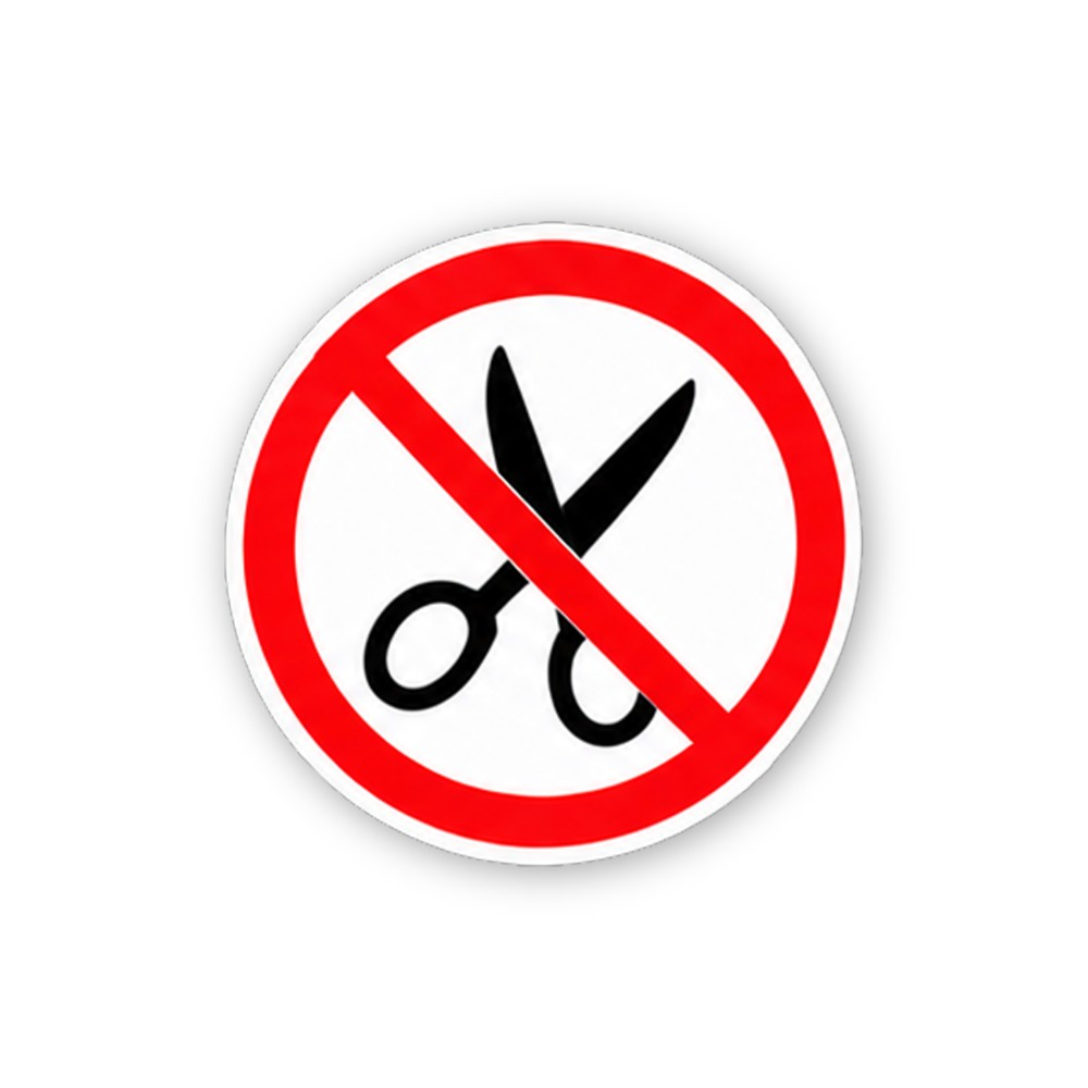 Red Crossed Open Scissors Circle Vinyl Decal Stickers