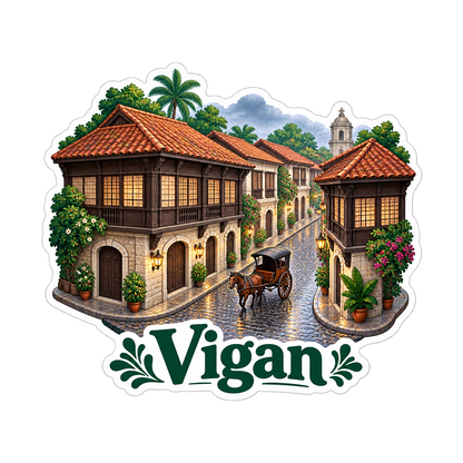 Vigan Cobblestone Street and Carriage Art Vinyl Decal Stickers