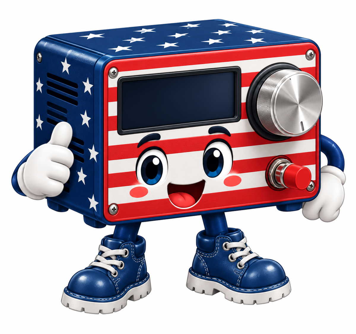 Patriotic Striped Radio Silver Dial Mascot Art Vinyl Decal Stickers