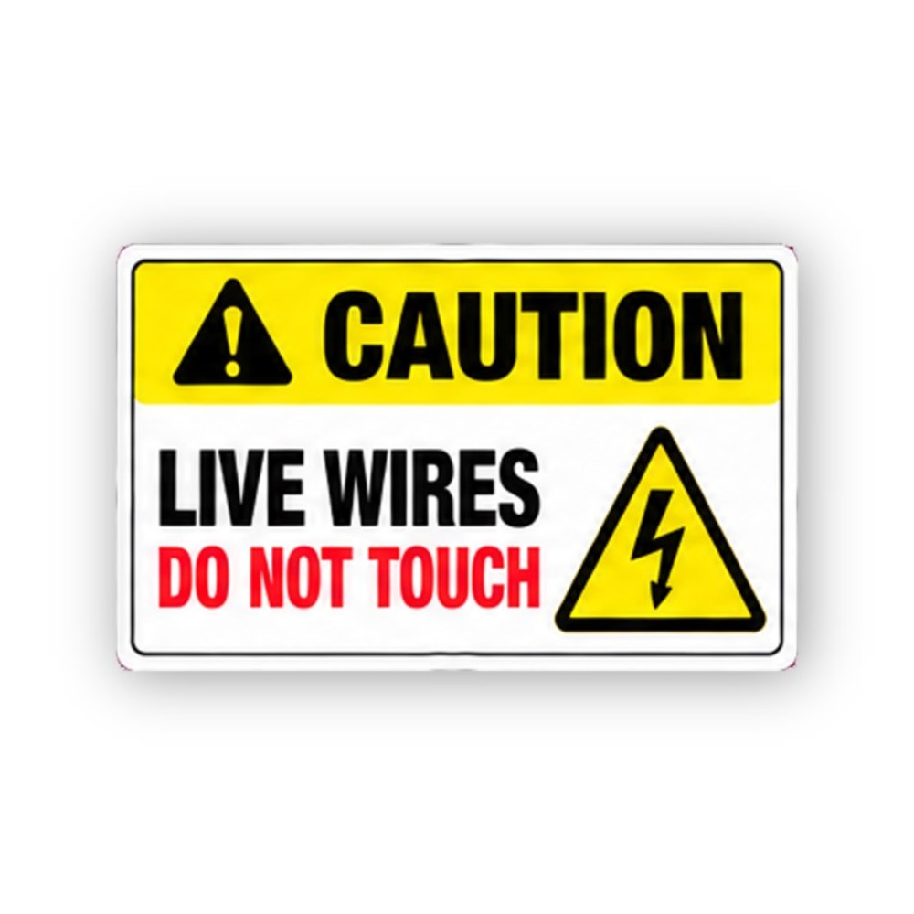 Yellow Live Wires Bolt Triangle Panel Vinyl Decal Stickers