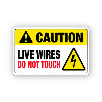 Yellow Live Wires Bolt Triangle Panel Vinyl Decal Stickers