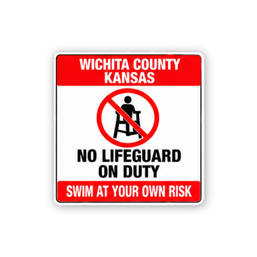 Red Wichita County Pool Chair Warning Panel Vinyl Decal Stickers