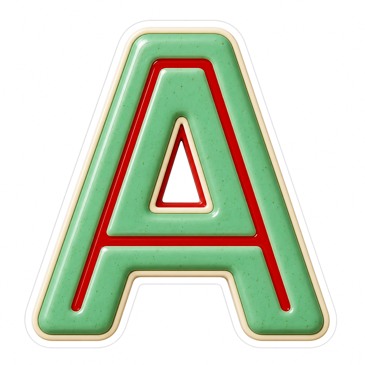 Mint Green Letter A with Red Line Art Vinyl Decal Stickers