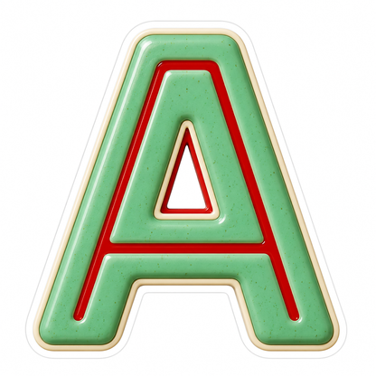 Mint Green Letter A with Red Line Art Vinyl Decal Stickers