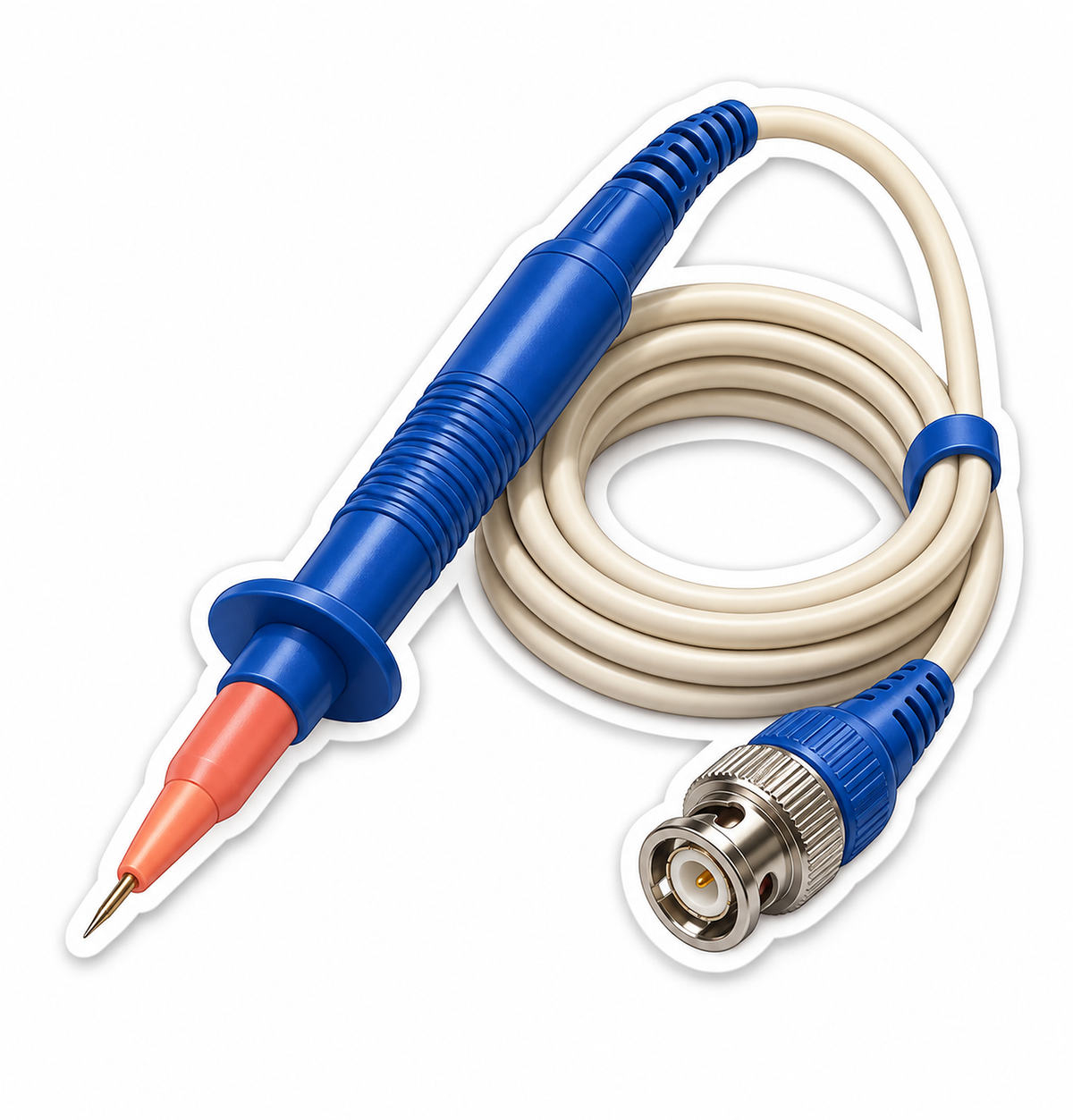Blue Pointed Probe with a Coiled Cream Cable Vinyl Decal Stickers
