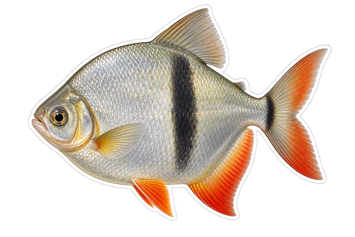 Silver Fish with Two Dark Bars Art Vinyl Decal Stickers